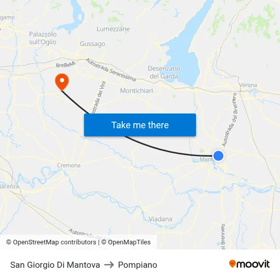 San Giorgio Di Mantova to Pompiano map