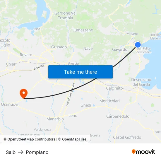 Salò to Pompiano map