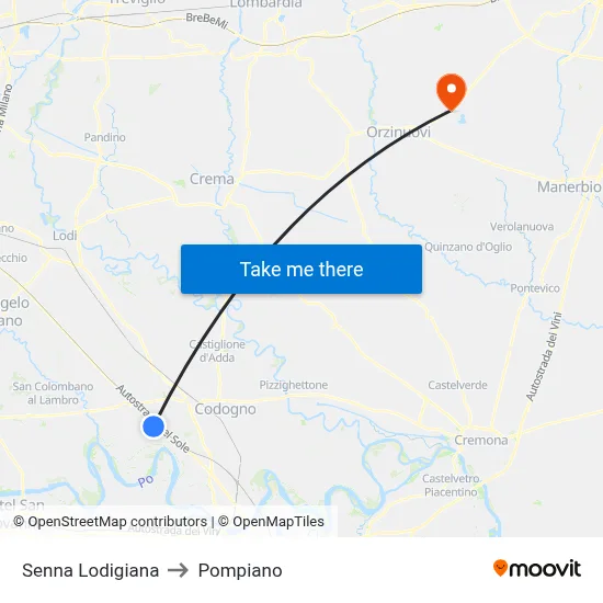 Senna Lodigiana to Pompiano map