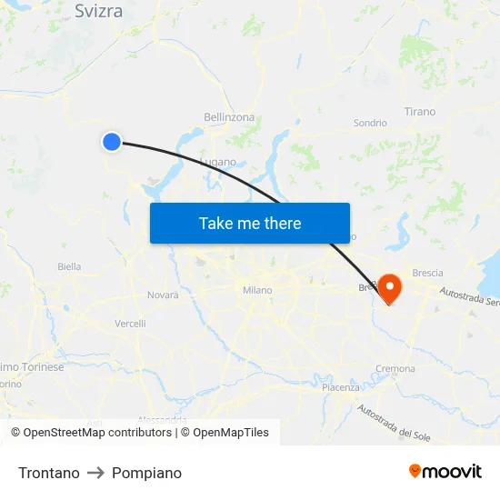 Trontano to Pompiano map