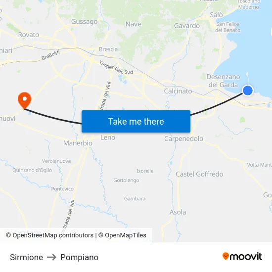 Sirmione to Pompiano map