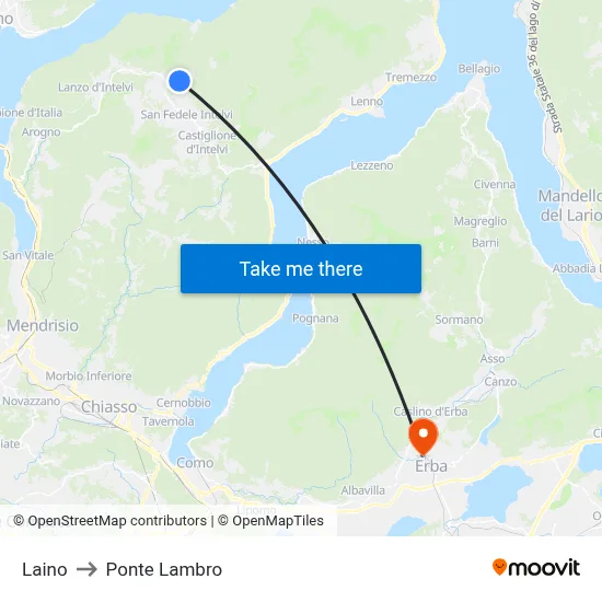 Laino to Ponte Lambro map