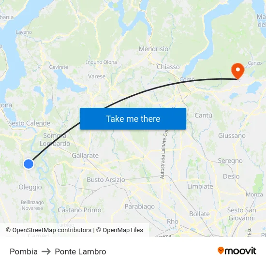 Pombia to Ponte Lambro map
