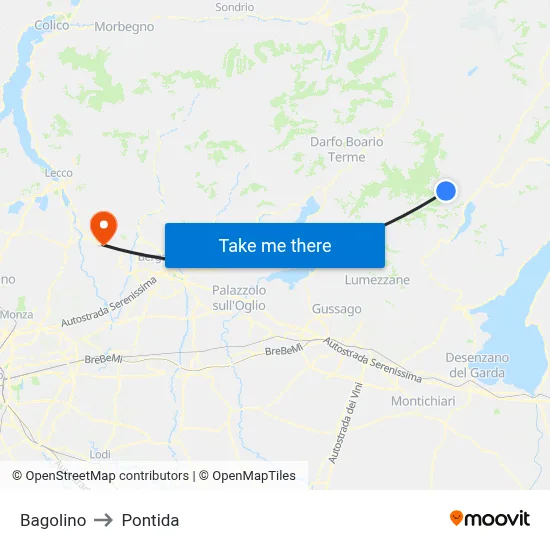 Bagolino to Pontida map