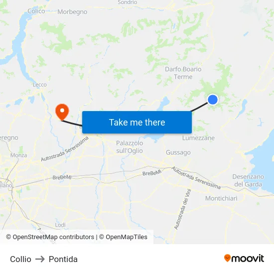 Collio to Pontida map