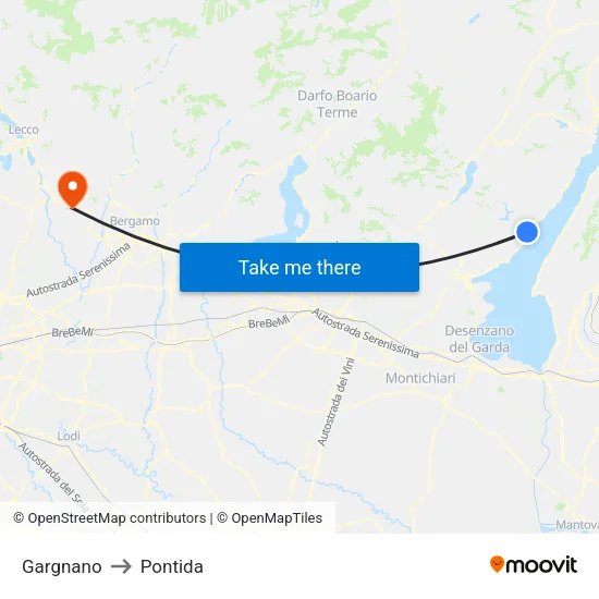 Gargnano to Pontida map