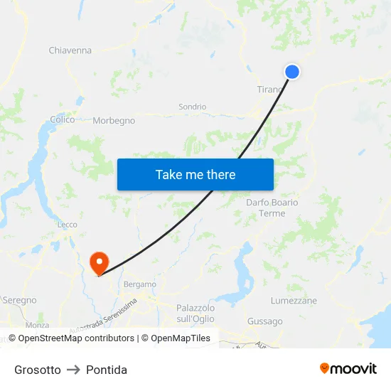 Grosotto to Pontida map