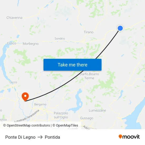 Ponte Di Legno to Pontida map