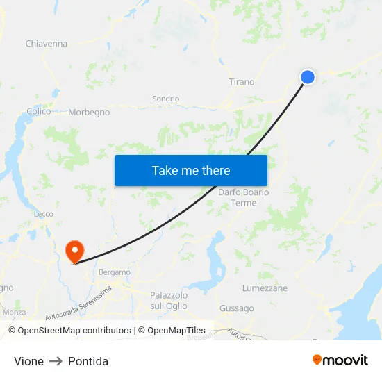 Vione to Pontida map