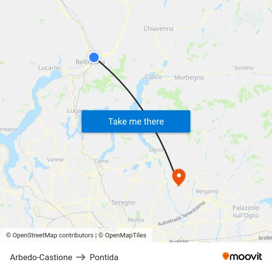 Arbedo-Castione to Pontida map