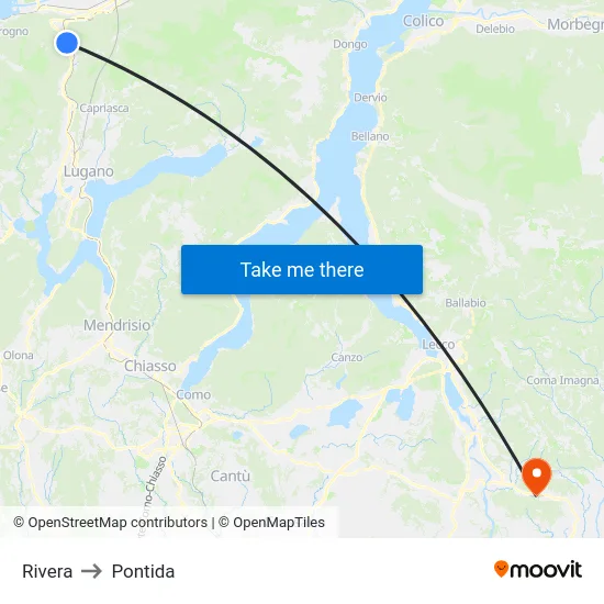 Rivera to Pontida map