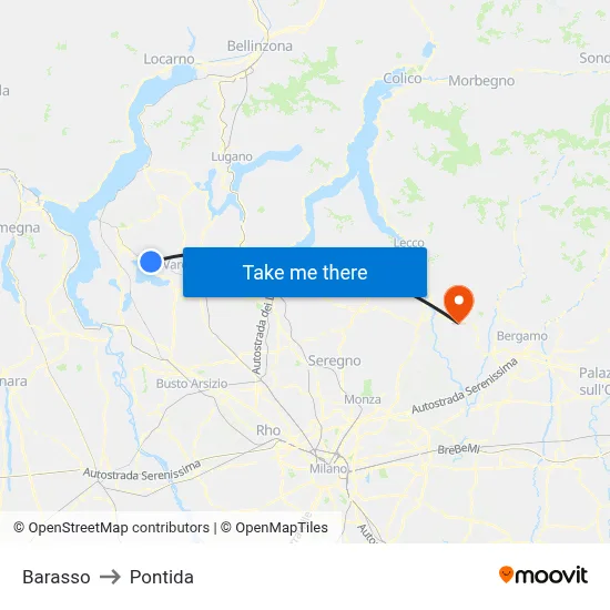 Barasso to Pontida map