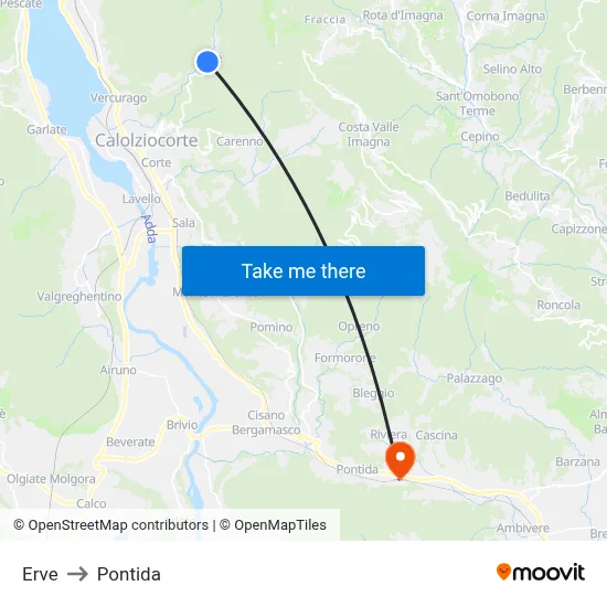 Erve to Pontida map