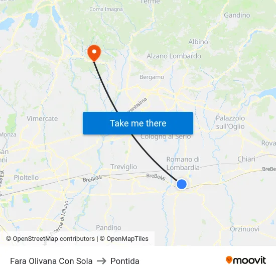 Fara Olivana Con Sola to Pontida map