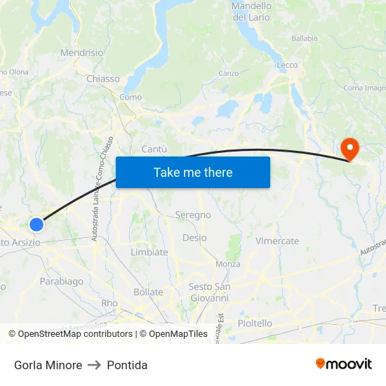Gorla Minore to Pontida map
