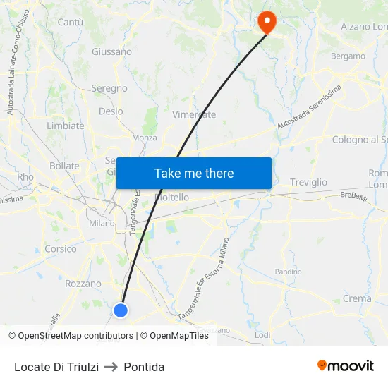 Locate di Triulzi to Pontida map