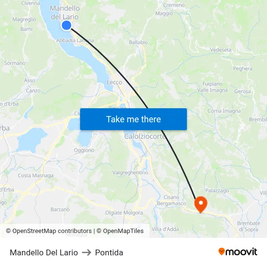 Mandello Del Lario to Pontida map