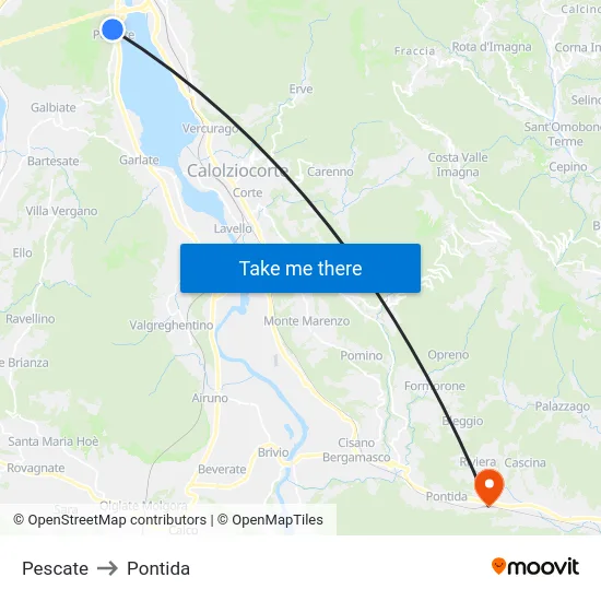 Pescate to Pontida map