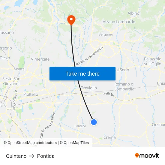 Quintano to Pontida map