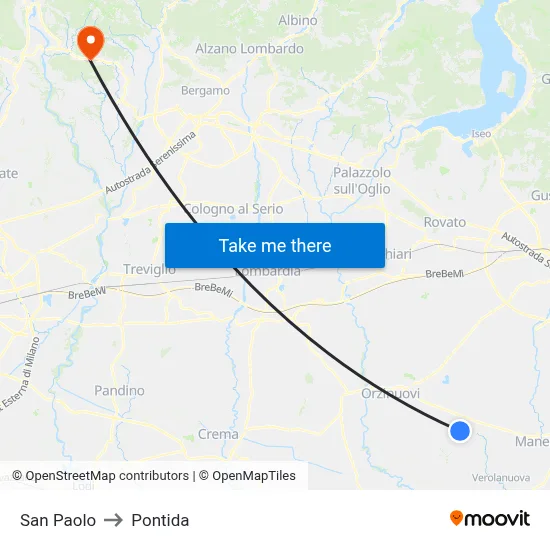 San Paolo to Pontida map