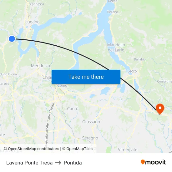 Lavena Ponte Tresa to Pontida map