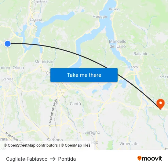 Cugliate-Fabiasco to Pontida map