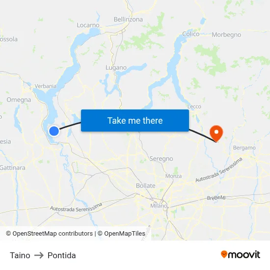 Taino to Pontida map