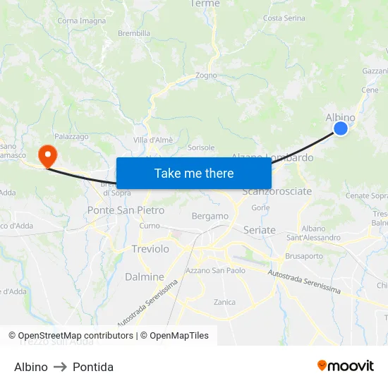 Albino to Pontida map