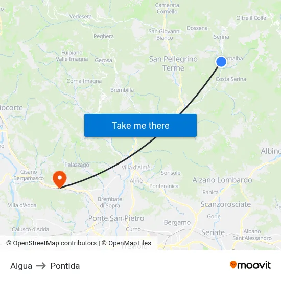 Algua to Pontida map