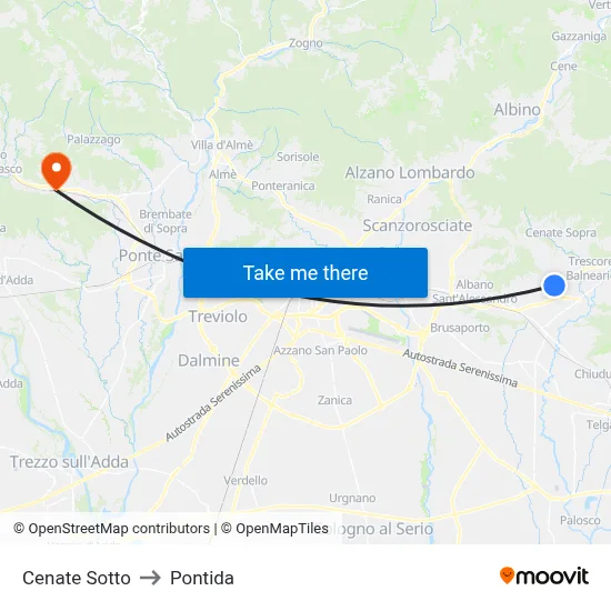 Cenate Sotto to Pontida map