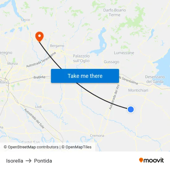 Isorella to Pontida map