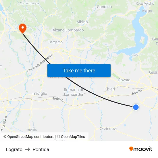 Lograto to Pontida map