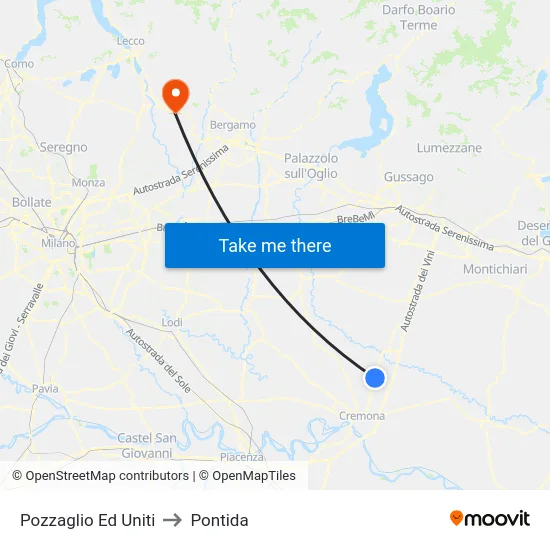 Pozzaglio Ed Uniti to Pontida map