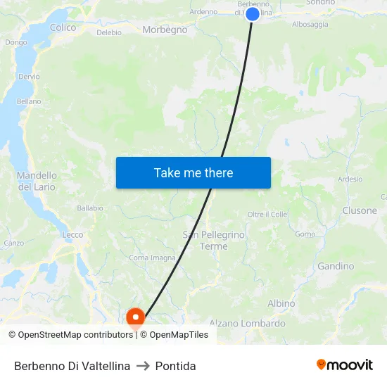 Berbenno Di Valtellina to Pontida map