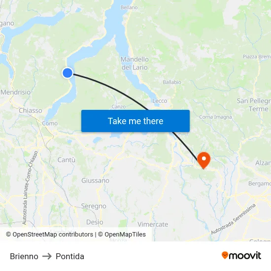 Brienno to Pontida map