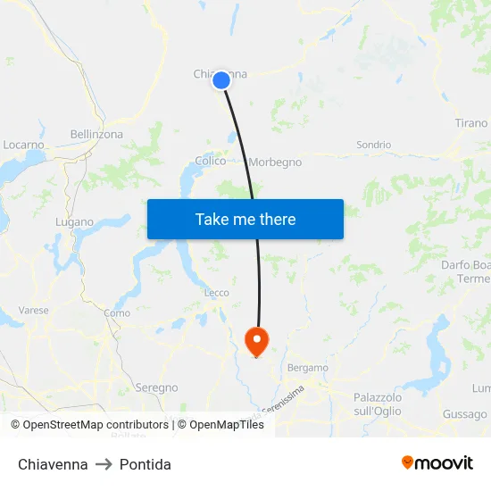 Chiavenna to Pontida map