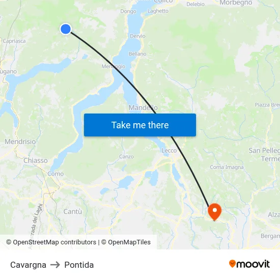 Cavargna to Pontida map