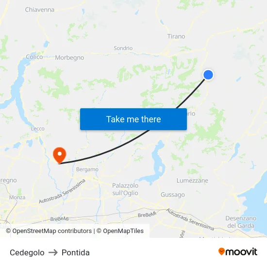 Cedegolo to Pontida map