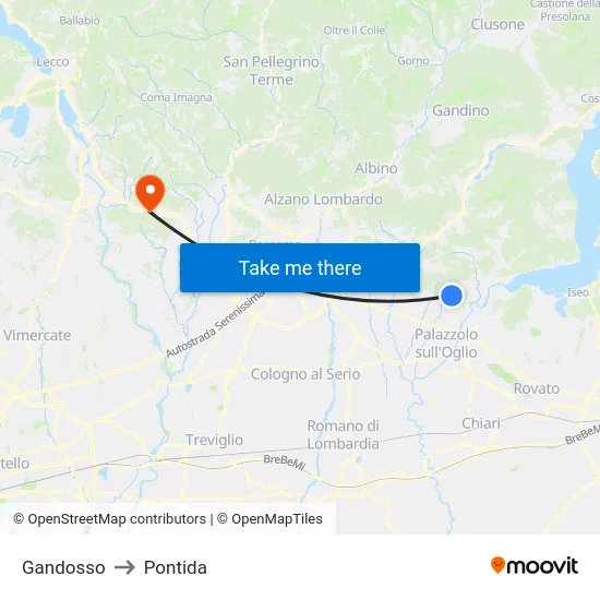 Gandosso to Pontida map