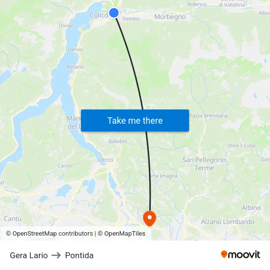 Gera Lario to Pontida map