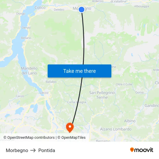 Morbegno to Pontida map