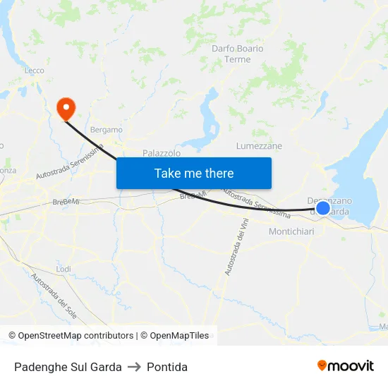 Padenghe Sul Garda to Pontida map