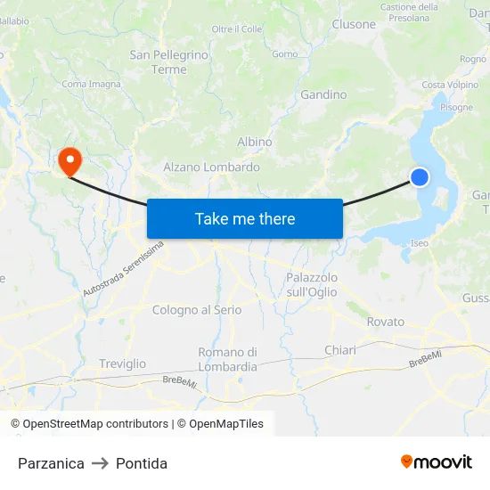 Parzanica to Pontida map