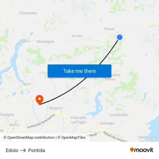 Edolo to Pontida map