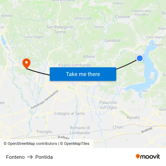 Fonteno to Pontida map