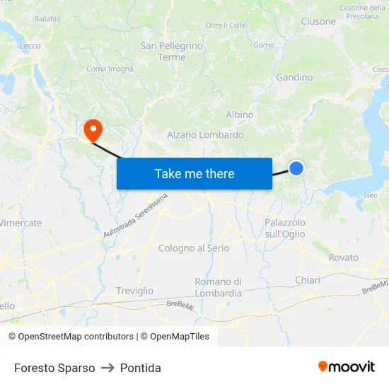 Foresto Sparso to Pontida map