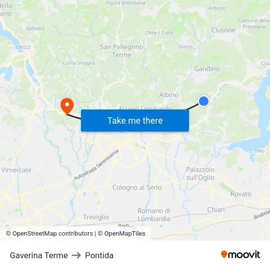 Gaverina Terme to Pontida map