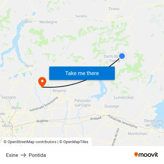 Esine to Pontida map