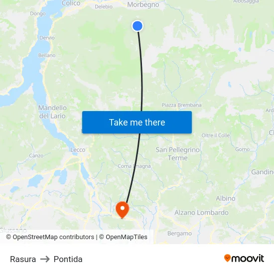 Rasura to Pontida map