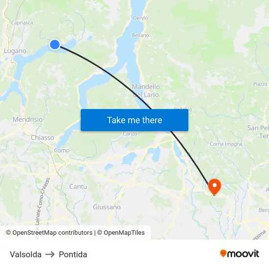 Valsolda to Pontida map